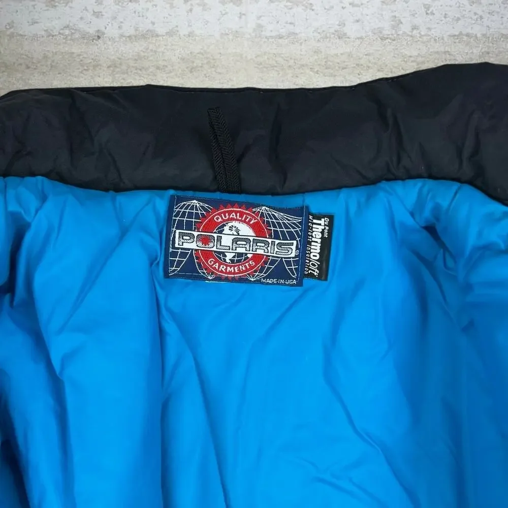 Vintage 90s Polaris Puffer Ski Jacket Womens M Blue Pink Full Zip Made in USA - Picture 4 of 4
